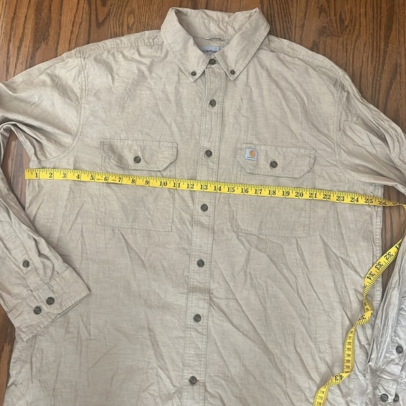 Carhartt Men's Relaxed Fit Lightweight Long-Sleeve khaki Shirt Size XL - Picture 6 of 11